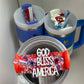 Tumbler Topper Holiday Tumbler Patriotic Tumbler Topper God Bless America Tumbler Topper 4th of July Name Plate Acrylic Topper Memorial day