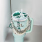 Breakfast Blue  bow topper Tumbler Name Tag H2.0 Tumbler Topper Tumbler custom Tumbler Tag Topper Teal bow  White Bow Topper  bow accessories
