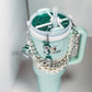 Breakfast Blue  bow topper Tumbler Name Tag H2.0 Tumbler Topper Tumbler custom Tumbler Tag Topper Teal bow  White Bow Topper  bow accessories