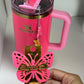 Pink Gold  Heart   tumbler cup accessory charm Cup Charm Pink Lover Charm  straw charms  Pink Parade Tumbler Topper Pink gold