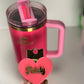 Pink Parade heart Tumbler Topper Pink Tumbler Topper Pink Gold tumbler charms Topper Pink Gold tumbler Topper Tumbler name plate
