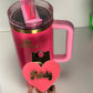 Pink Parade heart Tumbler Topper Pink Tumbler Topper Pink Gold tumbler charms Topper Pink Gold tumbler Topper Tumbler name plate