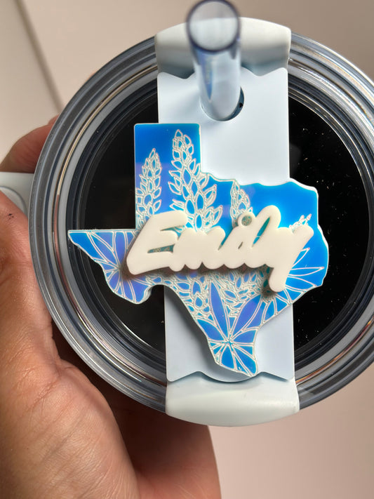 Texas Tumbler Topper Texas  Lone Star State Tumbler Topperr Name Plate Tumbler For Tumbler  Blue bonnet Flower  tumbler Accessories