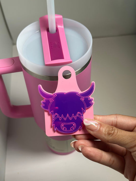 Name plate Tumbler tag  tumbler tag highland cow nametage cow topper highland cow tumbler topper