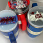 Name Plate Patriotic Tumbler Topper Holiday USA Tumbler 4th july name tag God Bless America Tumbler Topper 4th of July  Topper Memorial day