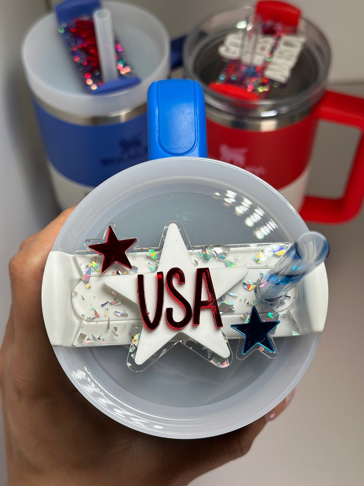 God Bless America Tumbler Topper Holiday Tumbler Patriotic Tumbler Topper Tumbler Topper 4th of July Name Plate Acrylic Topper Memorial day