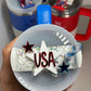 Name Plate Patriotic Tumbler Topper Holiday USA Tumbler 4th july name tag God Bless America Tumbler Topper 4th of July  Topper Memorial day