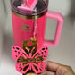 Pink Parade heart Tumbler Topper Pink Tumbler Topper Pink Gold tumbler charms Topper Pink Gold tumbler Topper Tumbler name plate