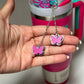 Passion Pink Butterfly Tumbler Topper Set Pink teal Charms pasionpink accessory Topper Tumbler Name Plate Perfect for  teal pink set