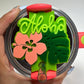 Aloha Tropical Flower Tumbler Topper Hibiscus Flower Tag Personalized Flower Topper Tumbler Name Plate Topper Personalized Tumbler Accessory