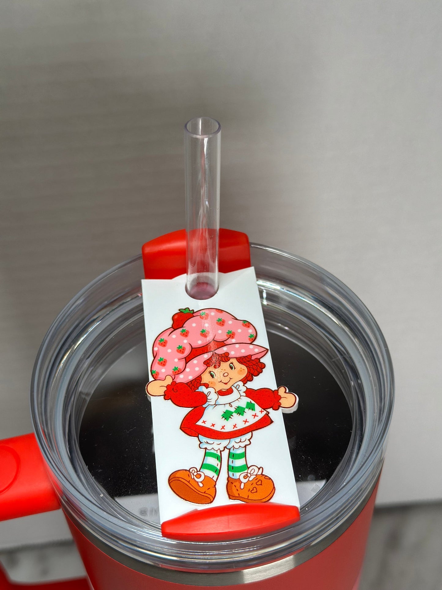 Strawberry girl Tumbler Name Plate strawberry cake Name tag tumbler shortcake Tumbler Name Tag  80's nostalgia Tumbler Cup Accessory