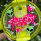 Personalized Name Tag Alien Tumbler Topper and Charms alien name tag glow in the dark  Name plate topper alien topper & charm glow in dark