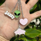 Personalized Name Tag Alien Tumbler Topper and Charms alien name tag glow in the dark  Name plate topper alien topper & charm glow in dark